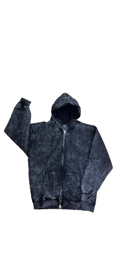 Black Acid Wash Full face zip hoody